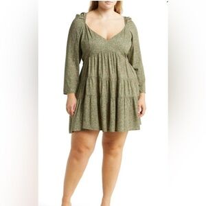 Nwt Fourteenth Place Una Floral Tiered Long Sleeve Minidress 3X